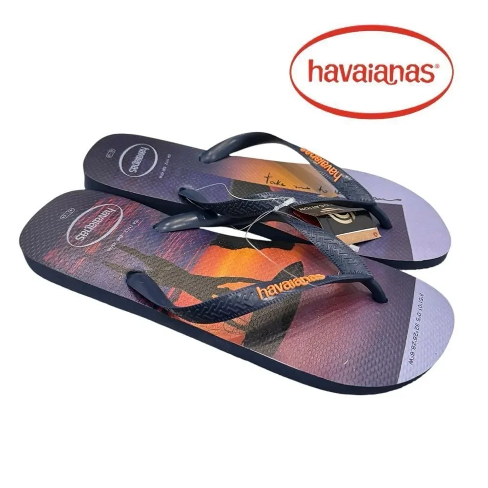 New Havaianas Men's Hype Surf Graphic Flip Flops Sandals 11 12